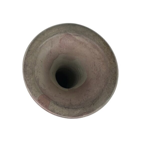 African Hand Painted Soapstone Bud Vase With Etched Leaf 10" - Picture 7 of 10